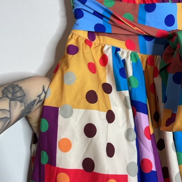 TOV Los Angeles | Women’s Colorful Tie Waist Front Zip Maxi Skirt Size 40 US 6-8 - Picture 6 of 8